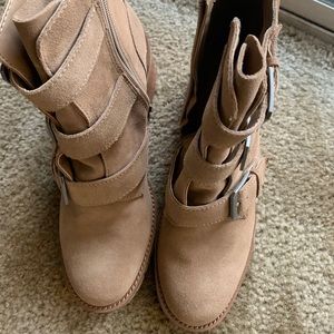 Taupe suede ankle boots